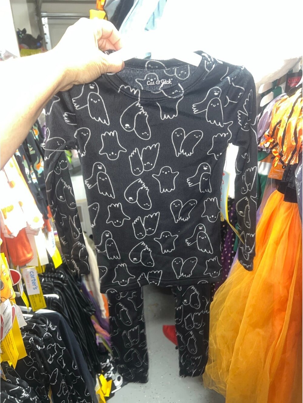 Kids Halloween stretch velour ghost Pajama Set size CA 4/5